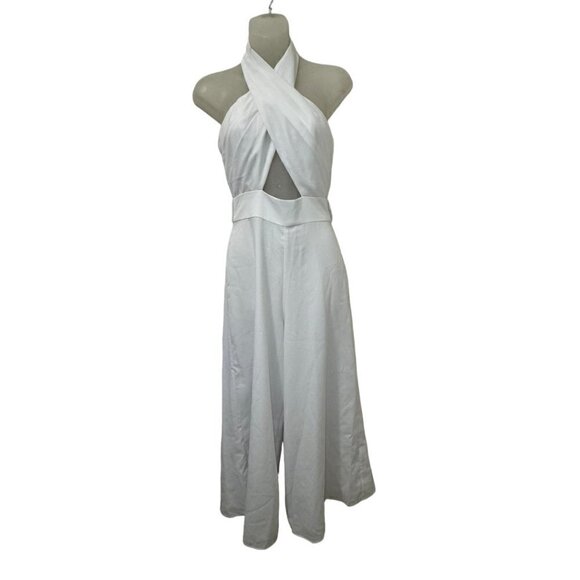 Fame and Partners White Jumpsuit Twist Halter Top, Missing Belt size 0 - Picture 1 of 7